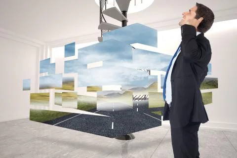 Composite image of thinking businessman scratching head Illustrazione stock