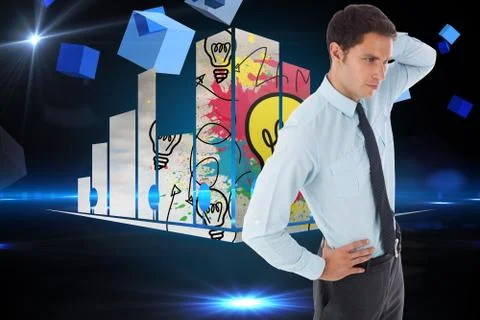 Composite image of thinking businessman scratching head Illustrazione stock