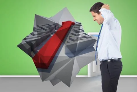 Composite image of thinking businessman scratching head 库存插图