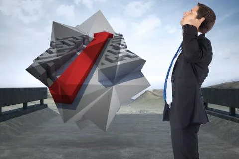 Composite image of thinking businessman scratching head イラスト素材