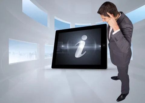 Composite image of thinking businessman scratching head Ilustración de archivo