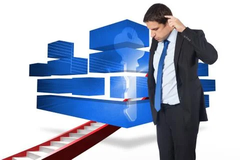 Composite image of thinking businessman scratching head Illustrazione stock