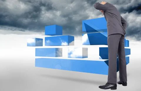 Composite image of thinking businessman scratching head Illustrazione stock