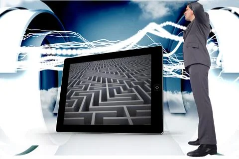 Composite image of thinking businessman scratching head Stockillustratie