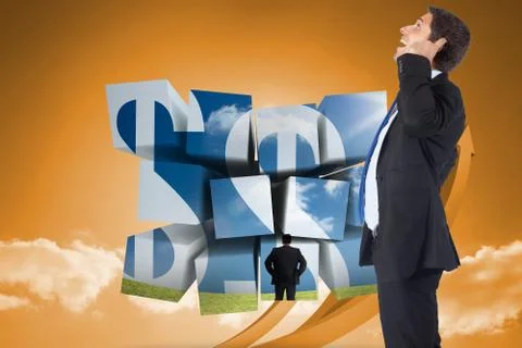 Composite image of thinking businessman scratching head Stock Illustration