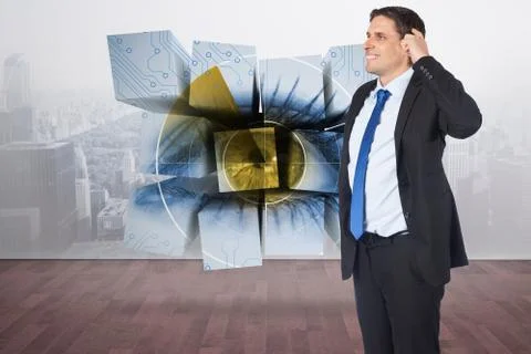 Composite image of thinking businessman scratching head Illustrazione stock