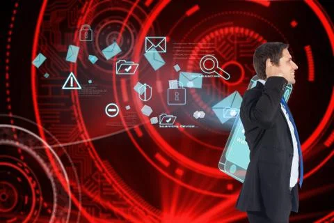 Composite image of thinking businessman scratching head Illustrazione stock