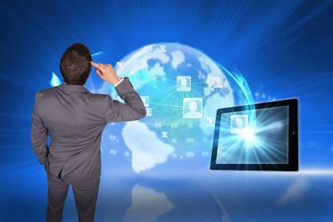 Composite image of thinking businessman scratching head Stock Illustration