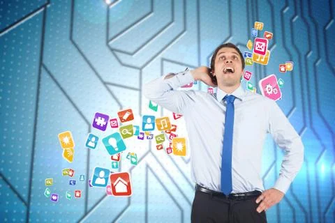 Composite image of thinking businessman scratching head Illustrazione stock