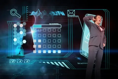 Composite image of thinking businessman scratching head Illustrazione stock