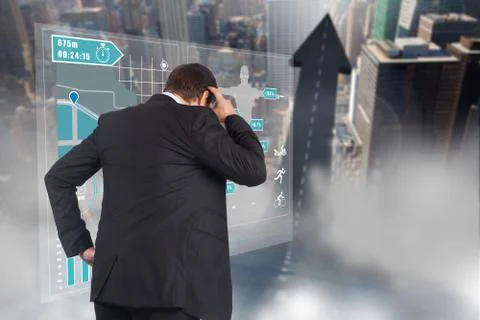 Composite image of thinking businessman scratching head 스톡 일러스트