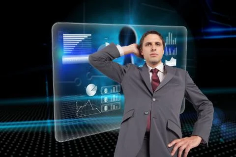Composite image of thinking businessman scratching head Stock Illustration