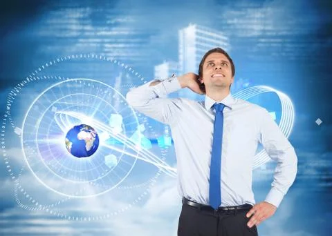 Composite image of thinking businessman scratching head Illustrazione stock