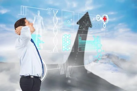 Composite image of thinking businessman scratching head Illustrazione stock