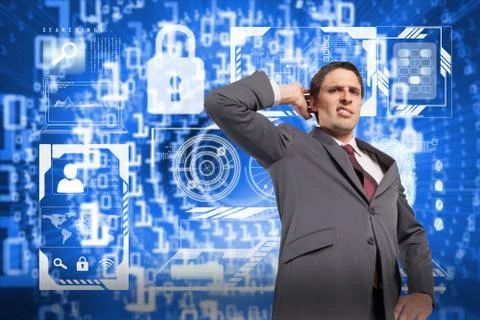 Composite image of thinking businessman scratching head Stock Illustration