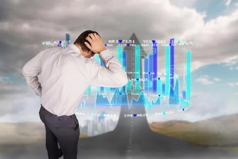 Composite image of thinking businessman scratching head 스톡 일러스트