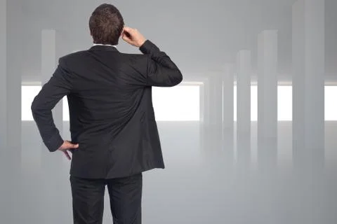Composite image of thinking businessman scratching head 스톡 일러스트