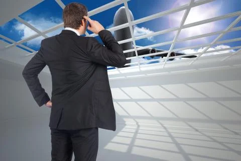 Composite image of thinking businessman scratching head 스톡 일러스트