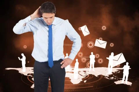 Composite image of thinking businessman scratching head 스톡 일러스트