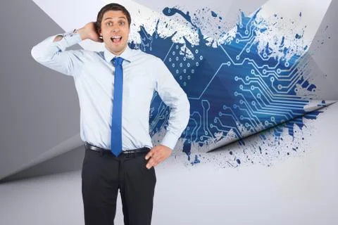 Composite image of thinking businessman scratching head Illustrazione stock