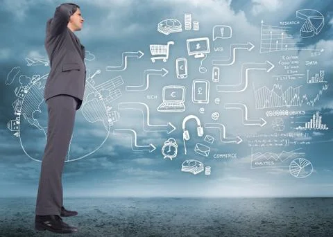 Composite image of thinking businessman scratching head Illustrazione stock