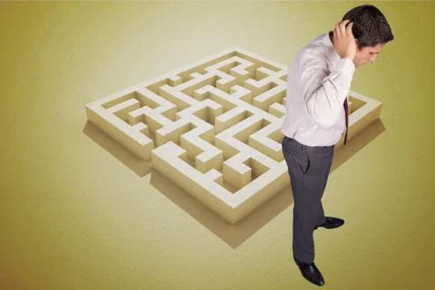 Composite image of thinking businessman scratching head イラスト素材