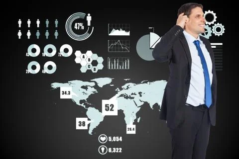 Composite image of thinking businessman scratching head Stock Illustration