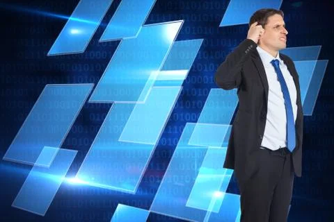 Composite image of thinking businessman scratching head Stock Illustration