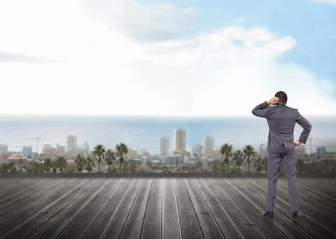 Composite image of thinking businessman scratching head Illustrazione stock