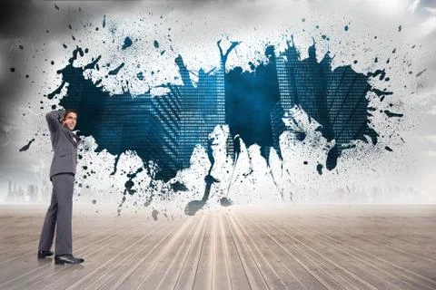 Composite image of thinking businessman scratching head Stock Illustration