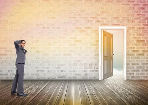 Composite image of thinking businessman scratching head 스톡 일러스트