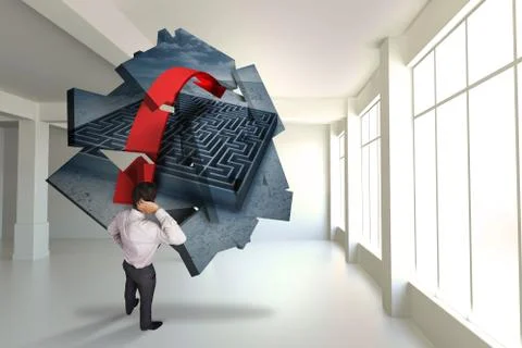 Composite image of thinking businessman scratching head Stockillustratie