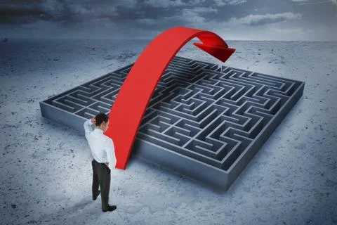 Composite image of thinking businessman scratching head 스톡 일러스트