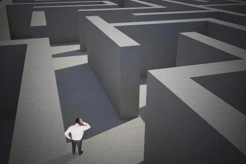 Composite image of thinking businessman scratching head イラスト素材