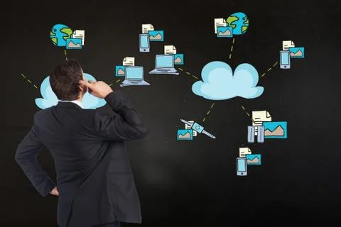 Composite image of thinking businessman scratching head Ilustración de archivo