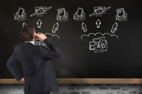 Composite image of thinking businessman scratching head Illustrazione stock