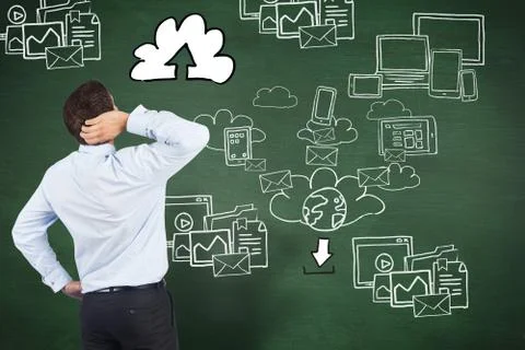 Composite image of thinking businessman scratching head Ilustración de archivo