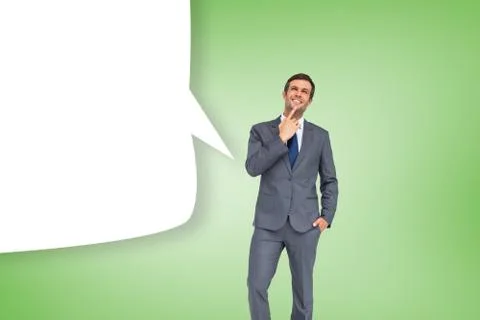 Composite image of thinking businessman with speech bubble 스톡 일러스트