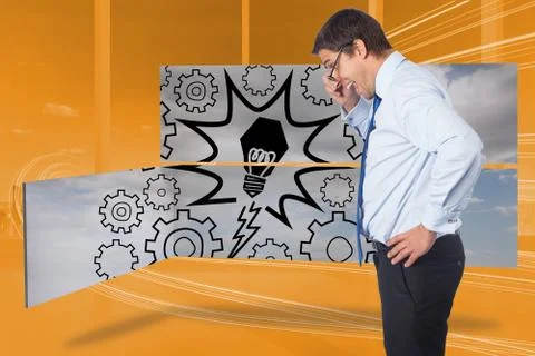 Composite image of thinking businessman tilting glasses Stock Illustration