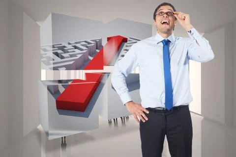 Composite image of thinking businessman tilting glasses イラスト素材