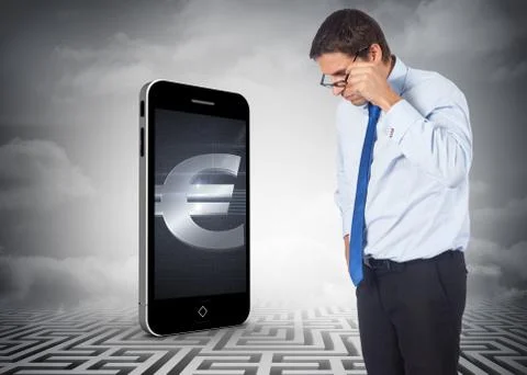 Composite image of thinking businessman tilting glasses Stockillustratie