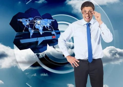 Composite image of thinking businessman tilting glasses イラスト素材