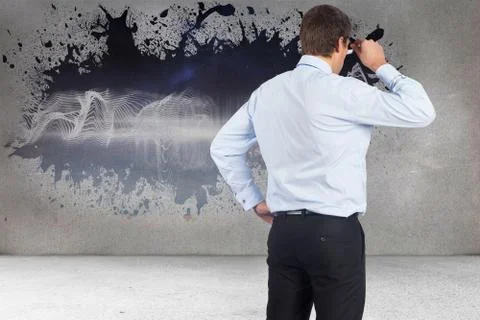 Composite image of thinking businessman tilting glasses 스톡 일러스트