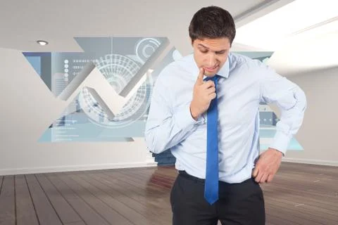 Composite image of thinking businessman touching his chin 스톡 일러스트