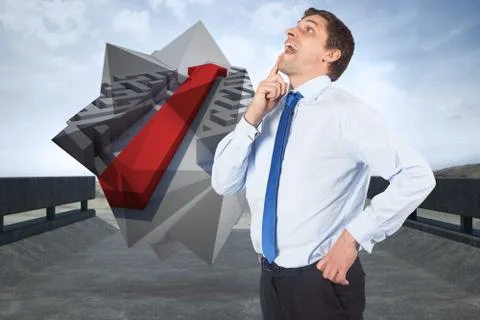 Composite image of thinking businessman touching his chin 库存插图