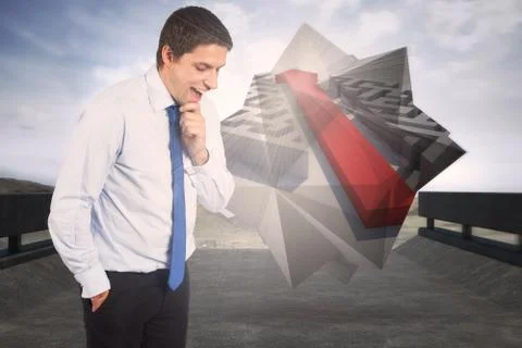 Composite image of thinking businessman touching his chin Stock Illustration