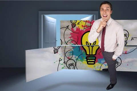 Composite image of thinking businessman touching his chin Stock Illustration