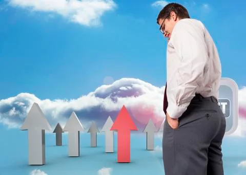 Composite image of thinking businessman touching his glasses Stock Illustration