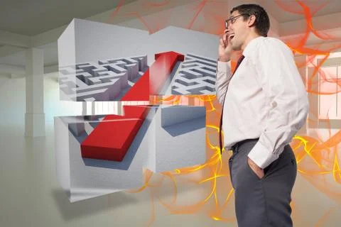 Composite image of thinking businessman touching his glasses Stock Illustration