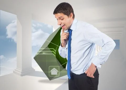 Composite image of thinking businessman touching his chin Stock Illustration